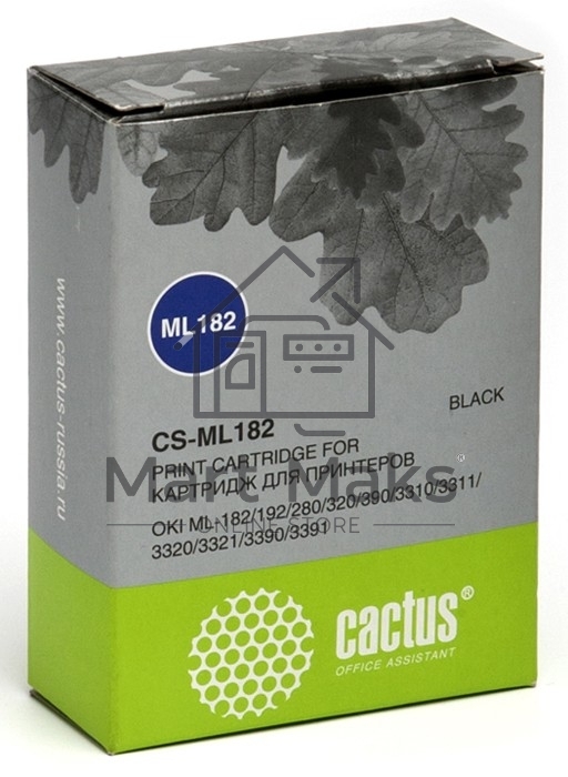 Картридж матричный Cactus CS-ML182 черный, 8мм, 1.6м, 2 400 000 знаков, для OKI ML-182/192/280/320/390