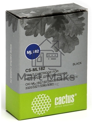 Картридж матричный Cactus CS-ML182 черный, 8мм, 1.6м, 2 400 000 знаков, для OKI ML-182/192/280/320/390
