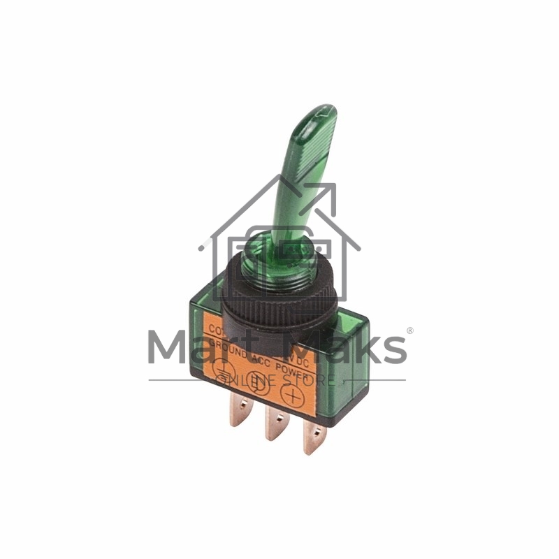Тумблер 12V 20А (3c) ON-OFF однополюсныйс зеленой подсветкойRexant