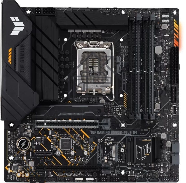 Материнская плата Asus TUF GAMING B660M-PLUS D4, LGA1700, Intel B660, 4xDDR4, 4xSATA, 2xM.2, 1xPCIe 5.0 x16, 1xPCIe 3.0 x4, 1xPCIe 3.0 x1, 1xDP, 1xHDMI, 1x2.5Gb LAN, 1xUSB-C 20Gbps, 4xUSB-A 10Gbps, 1xUSB-A 5Gbps, 2xUSB-A 2.0, 5x3.5 мм, 7.1, mATX