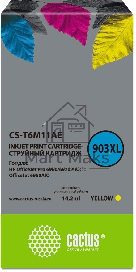 Картридж струйный Cactus CS-T6M11AE №903XL желтый (10 мл) для HP OJP 6950/6960/6970
