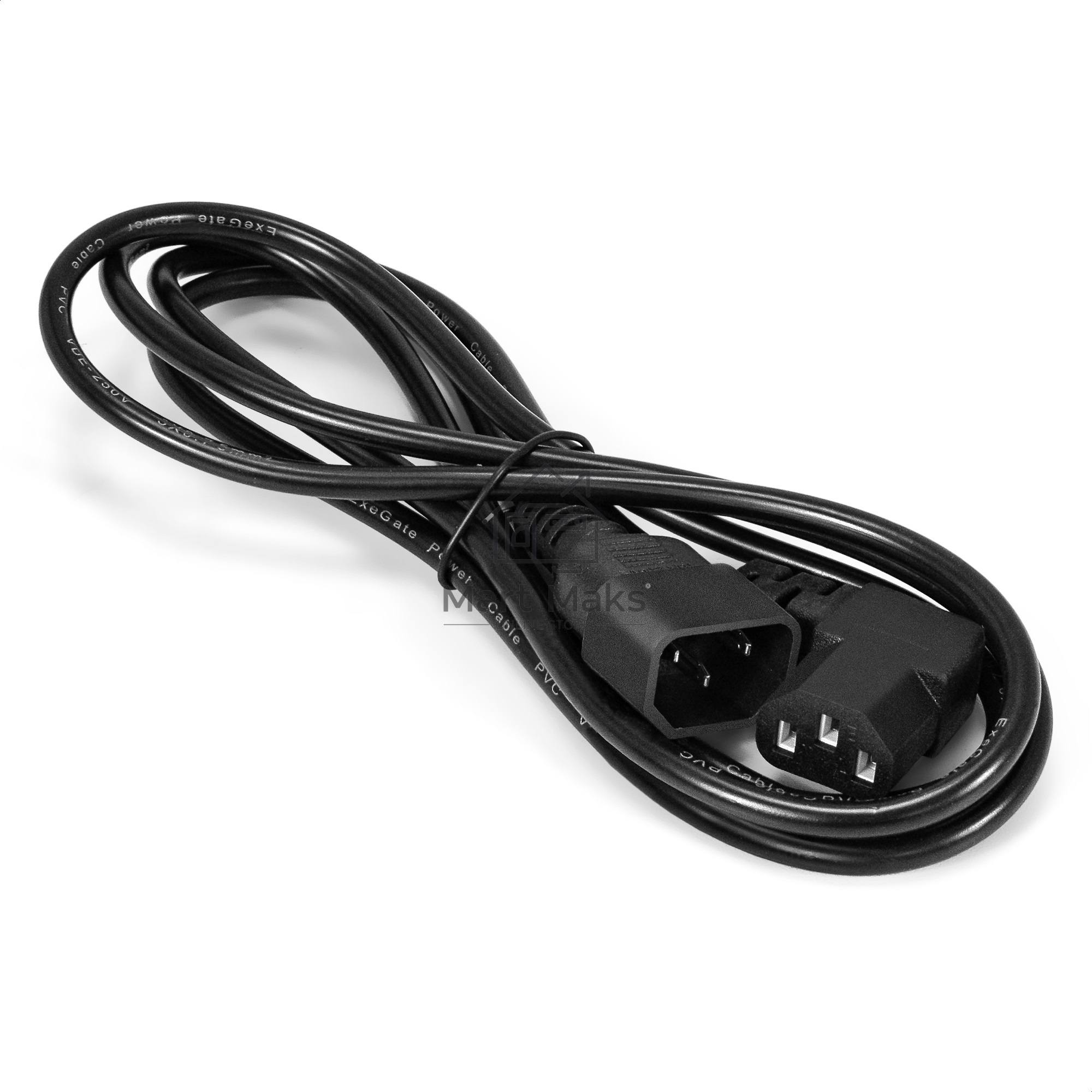 Кабель питания ExeGate Power EC-1,8P (C13 угловой->C14, VDE-250V-3*0.5mm2, медь, черный, 6A, 1.8м)