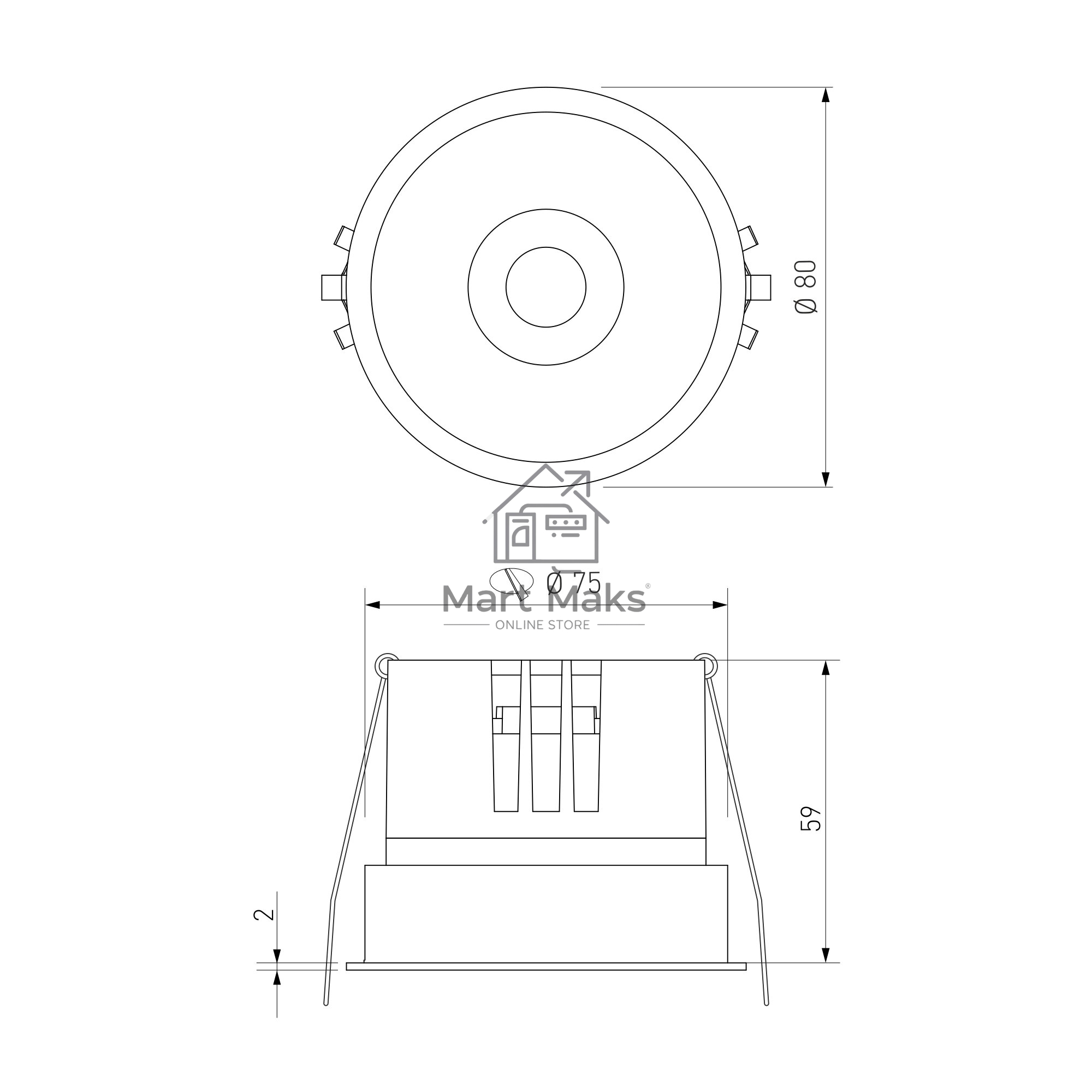 25071/LED 15W 4000K / светильник встраиваемый светодиодный / титан