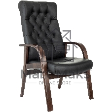 Кресло офисное Бюрократ T-9928WALNUT-CF черный, кожа, на ножках, дерево