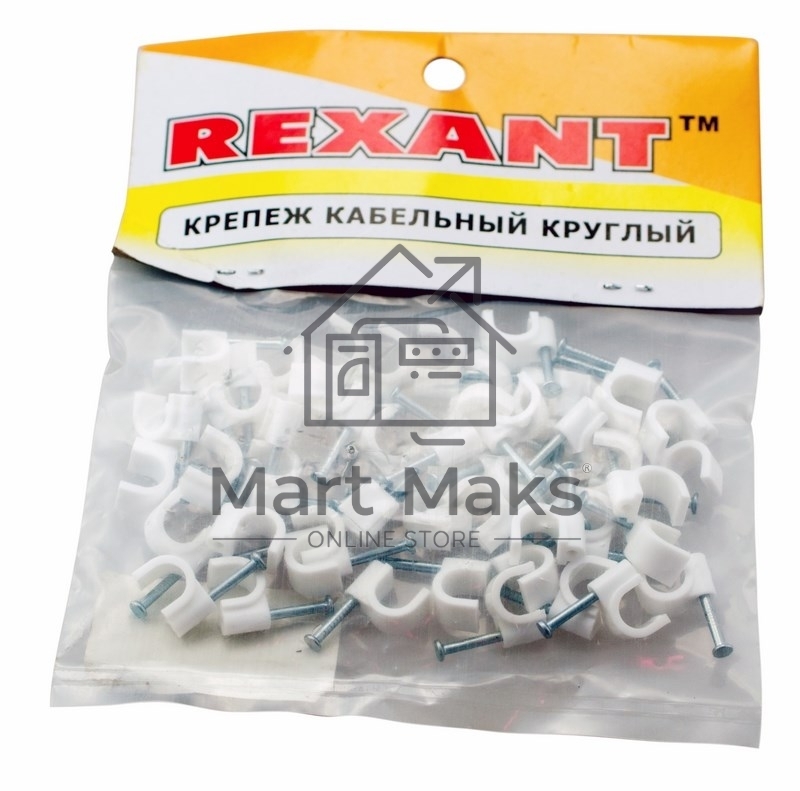 Крепеж кабеля круглый 7 мм, белый (упак. 50 шт) Rexant