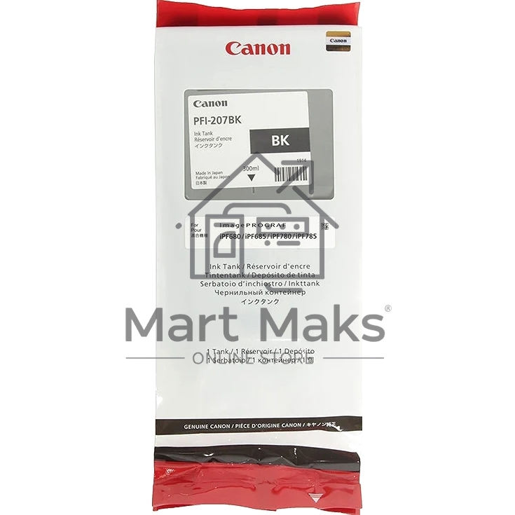Картридж струйный Canon PFI-207 BK (8789B001) черный (300 мл) для Canon imagePROGRAPH iPF680, 685, 780, 785