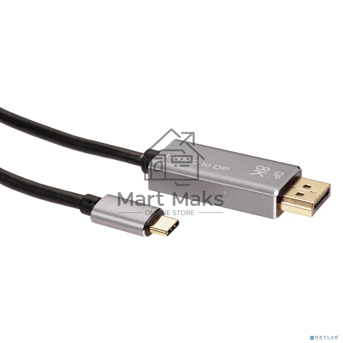 Кабель-адаптер VCOM USB Type-Cm --> DP1.4v (m) 8K@60Hz, 1.8m, Alum Shell