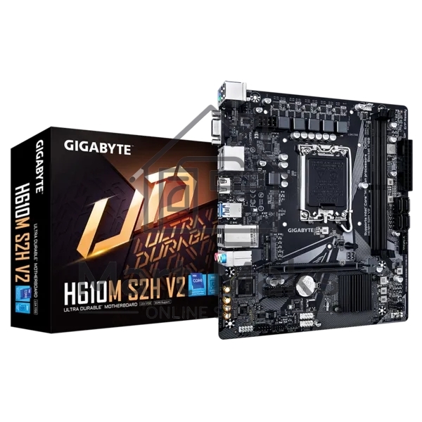 Материнская плата Gigabyte H610M S2H V2, LGA 1700, Intel H610, 2xDDR5, 4xSATA, 1xM.2, 1xPCIe 4.0 x16, 1xPCIe x1, 1xHDMI, 2xDP, 1xD-Sub, 1x 1Gb LAN, 2xUSB-A 3.2 Gen 1, 4xUSB-A 2.0, 3x 3.5 мм, 7.1, mATX