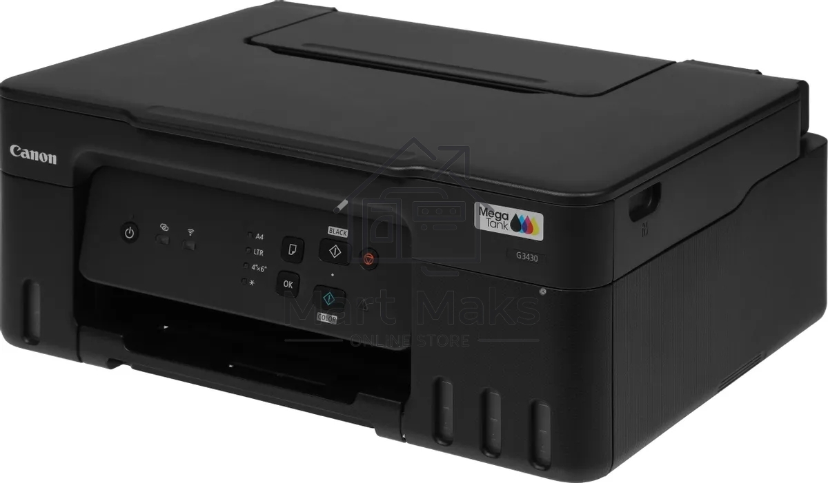 МФУ струйный Canon PIXMA G3430 (5989C009), A4, цветное, печ. 11 стр/мин. (ч/б) 6 стр/мин. (цвет), скан. до 3.16 стр/мин., 4800 x 1200 dpi (печать) 600x1200dpi (скан.), USB, Wi-Fi, Air Print, Mopria
