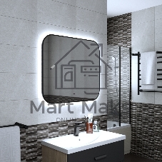 Зеркало Bau Black Rand 80х70, с LED фоновой подсветкой, бесконтактным сенсором, черной окантовкой