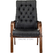 Кресло офисное Бюрократ T-9928WALNUT-CF черный, кожа, на ножках, дерево