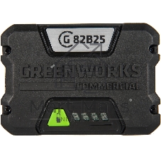 Аккумулятор GreenWorks G82B2, 82V, 2,5 А.ч (2914907) - это литий ионная (Li-ion) батарея, силой тока 2,5 ампер/час и выполненная по самым передовым технологиям. Применяется в линейке всех устройств Greenworks 82V Commercial. Аккумулятор состоит из ячеек производства японской компании LG. Ячейки этого производителя обладают самыми высокими показателями по емкости и выдаваемому напряжению, и относятся к классу A++. Батарея снабжена специальной платой управления, благодаря которой ячейки заряжаются и разряжаются равномерно и одновременно, что значительно продлевает срок жизни аккумулятора (среднее время 7 лет), а также отсутствует эффект потери мощности инструмента при разряде. Для надежной работы аккумулятор снабжен чипом, который защищает его от перезаряда, перегрева и глубокого разряда.Благодаря высокотехнологичным ячейкам, плате управления и защитному чипу, аккумулятор обладает долгим сроком службы - до 2000 циклов заряда-разряда. Корпус - ударопрочный