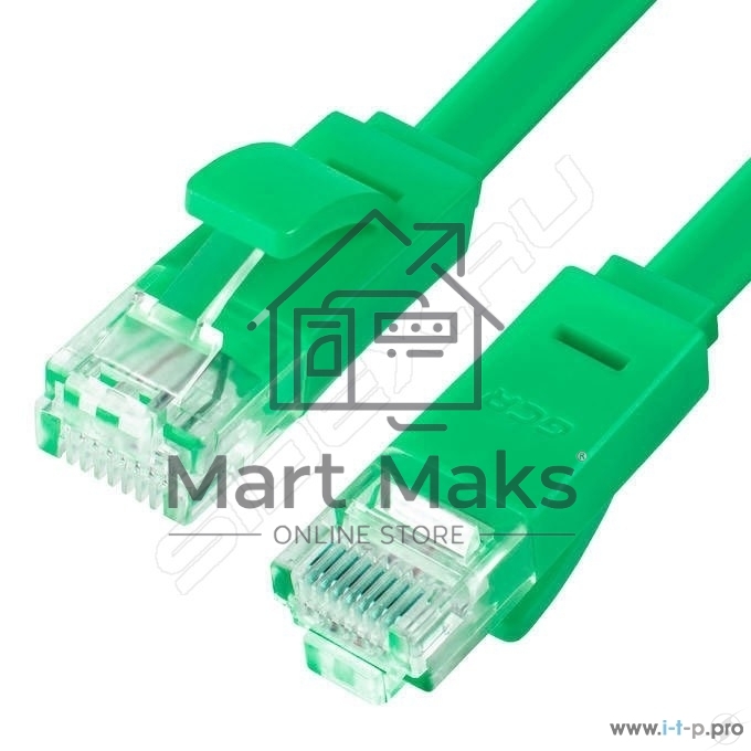 Патч-корд Greenconnect плоский прямой PROF3.0m UTP медь, кат.6, зеленый, позолоченные контакты, 30 AWG, Premium ethernet high speed 10 Гбит/с, RJ45, T568B (GCR-LNC625-3.0m)