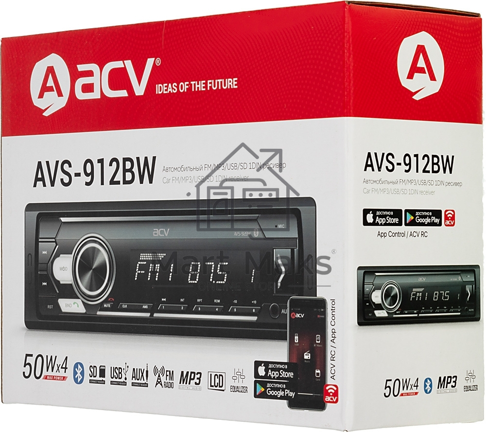 Автомагнитола ACV AVS-912BW 1DIN 4x50Вт