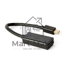 Переходник miniDisplayPort -> DisplayPort, Cablexpert A-mDPM-DPF4K-01, 4K, 20M/20F, длина 16см, черный, пакет