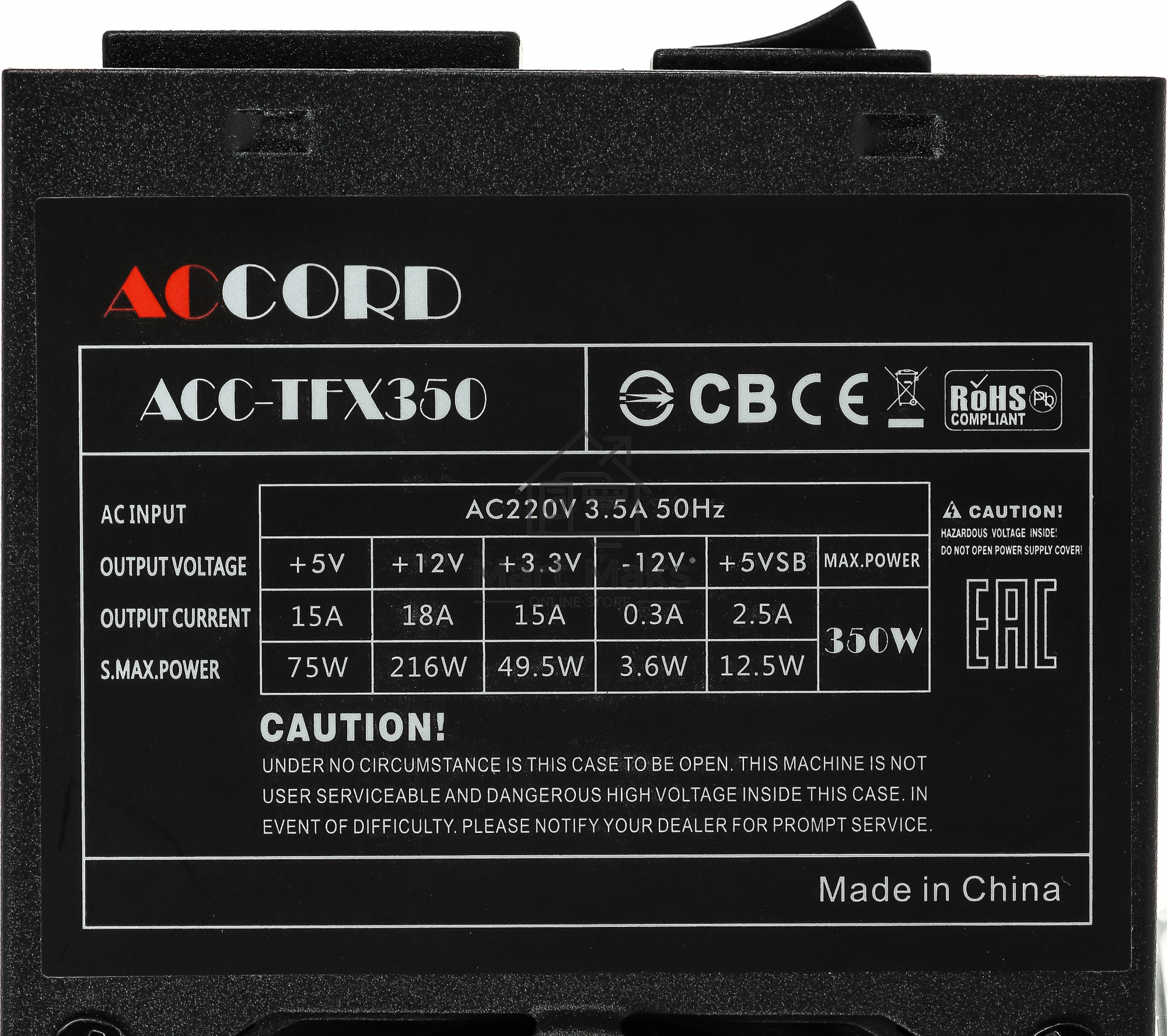 Блок питания Accord ACC-TFX350, 350Вт, 80мм, черный