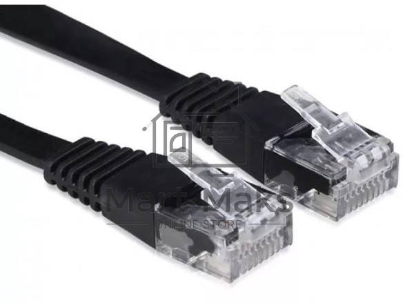 Патч-корд Buro BU-C6-FLAT-0.5M-B cat.5E molded 0.5м черный RJ-45 (m)-RJ-45 (m)