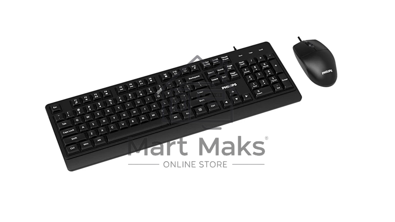 Проводной комплект Philips SPT6324, USB 2.0 104 клав/3 кнопки, 1200dpi, русская заводская раскладка, черный