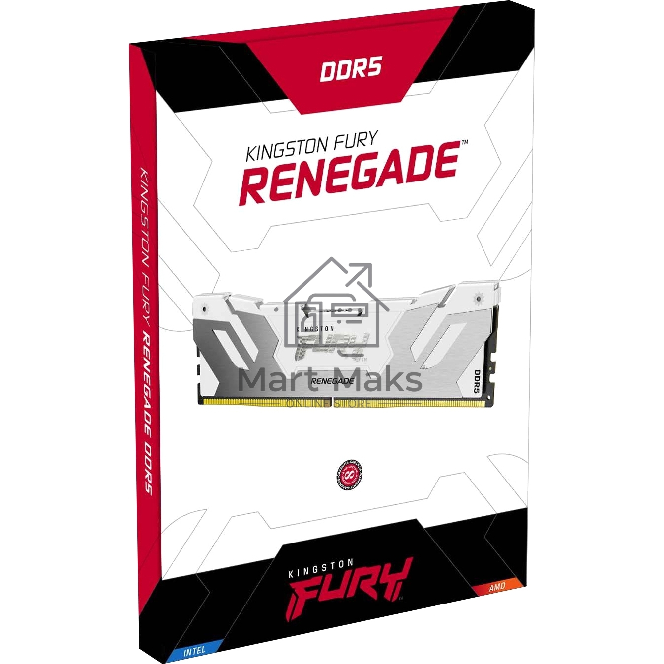 Оперативная память Kingston Fury Renegade, DDR5, 32GB (2x16GB), 7600MHz, CL38, DIMM, радиатор, RGB, белый