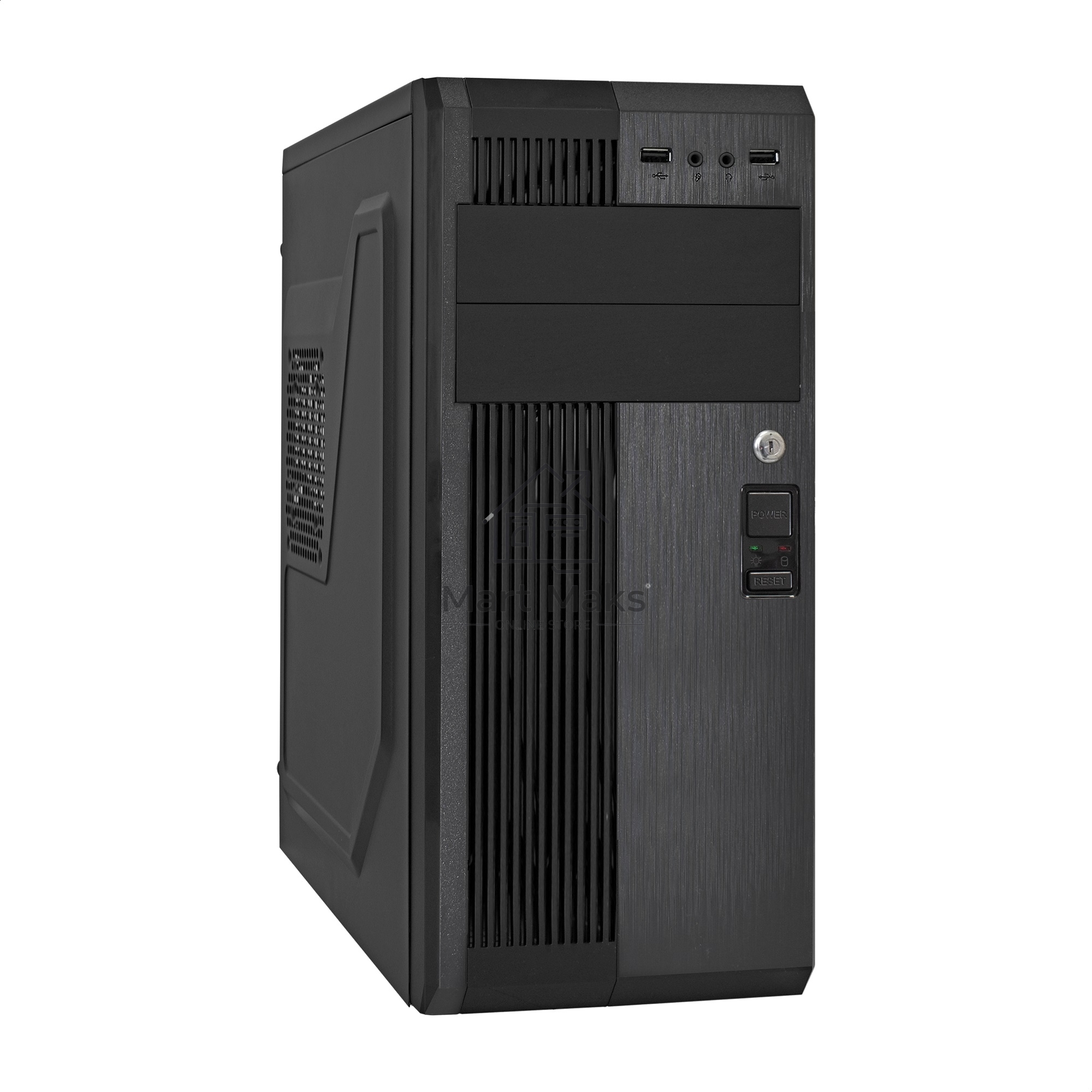 Компьютерный корпус Miditower ExeGate UN-605B-UNS350 (ATX, БП UNS350 с вент. 12см, 2*USB, аудио, блокировка, черный)