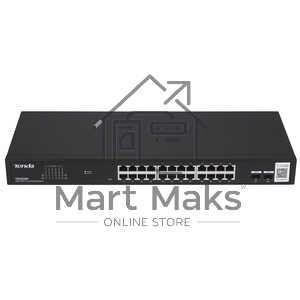 Коммутатор облачный управляемый Tenda TEG2226F, 24x1 Гбит/с, SFP 2x1 Гбит/с, установка в стойку, металлический корпус