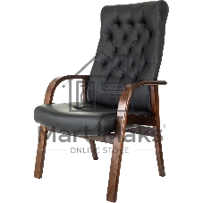 Кресло офисное Бюрократ T-9928WALNUT-CF черный, кожа, на ножках, дерево