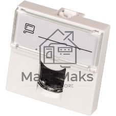 Вставка Mosaic 45x45, RJ-45 UTP, кат.5e, со шторкой и увеличенным окном маркировки, белая Вставка Mosaic 45x45, RJ-45 UTP, кат.5e, со шторкой и увеличенным окном маркировки, белая