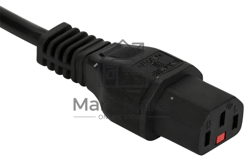 Шнур питания Lanmaster с блокировкой C13-Schuko прямая, 3х0.75, 220В, 10А, черный, 1 метр