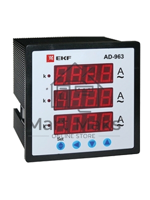 Амперметр цифровой AD-963 на панель 96х96 трехфазный EKF ad-963