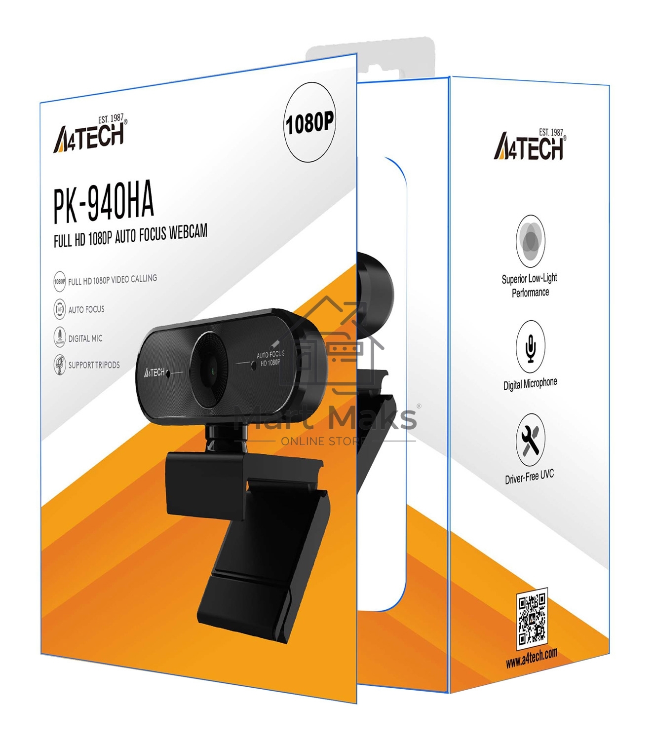 Камера Web A4Tech PK-940HA черный 2Mpix (1920x1080) USB2.0 с микрофоном