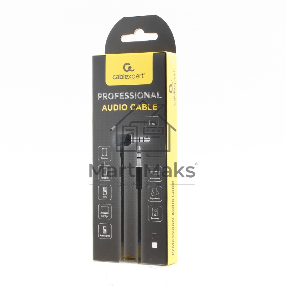 Кабель Cablexpert аудио 90˚ CCAB-01-35MML-1MB, 3.5 Jack (M)/3.5 Jack (M), черный, 1м, блистер