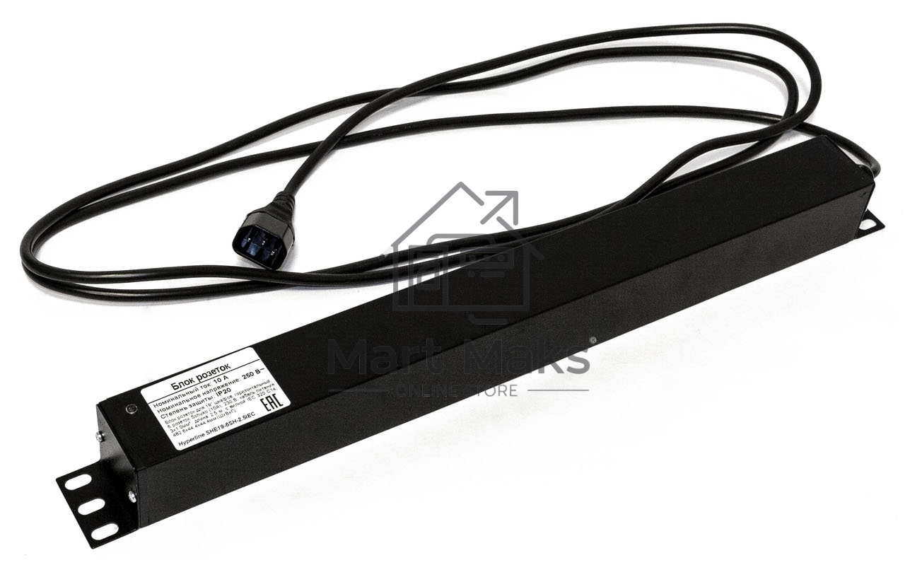 Блок розеток Hyperline SHE19-6SH-2.5IEC для 19