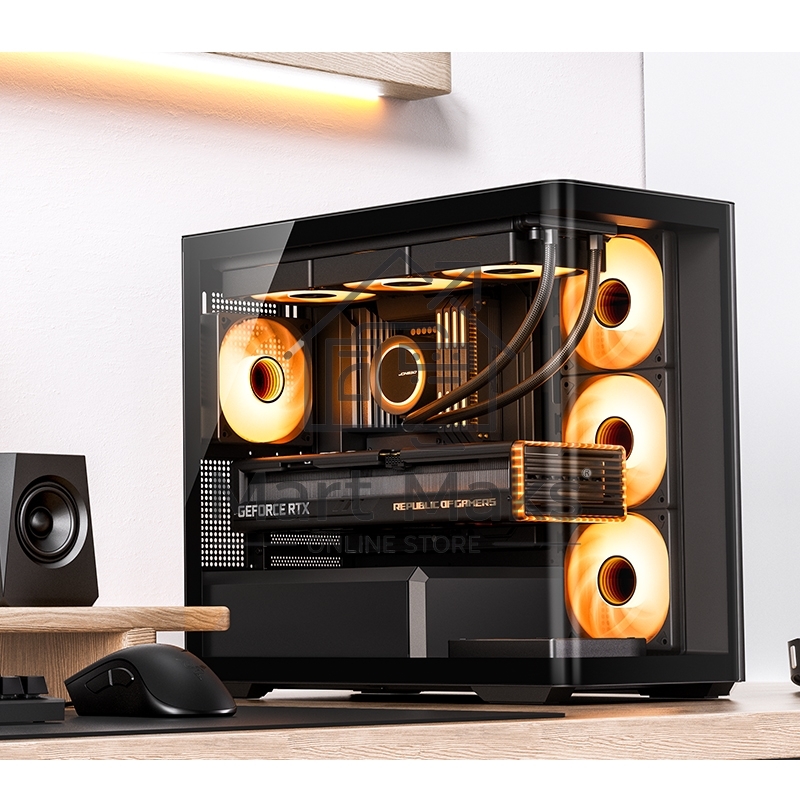 Корпус без блока питания Корпус JONSBO D300 Black MATX без БП, боковая панель из закаленного стекла, mini-ITX, micro-ATX, черный