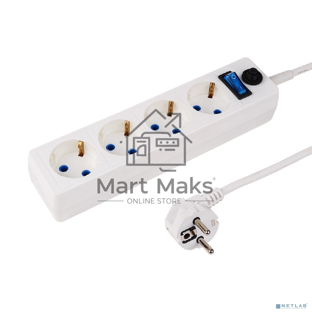 Сетевой фильтр PROconnect STANDARD 4 гнезда, 3 м, 3х0.75 мм², с/з + автовыкл., белый