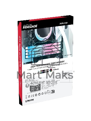 Оперативная память Kingston Fury Renegade, DDR5, 32Gb (2x16Gb), 7600MHz, CL38, DIMM, радиатор, RGB, белый