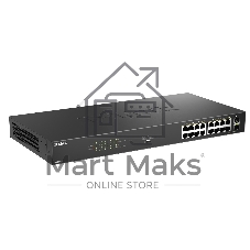 Коммутатор D-Link DGS-1018P/B1A, 16×1 Гбит/с + 2×1 Гбит/с SFP, неуправляемый