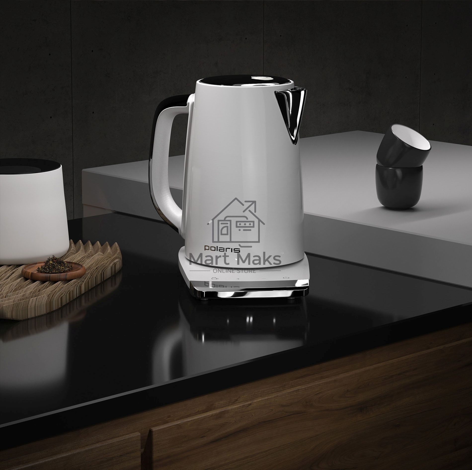 Чайник электрический Polaris PWK 1755CAD WIFI IQ Home 1.7л. 2150Вт белый (корпус: нержавеющая сталь)
