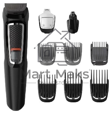 Триммер Philips MG3740/15 черный (насадок в компл:9шт)