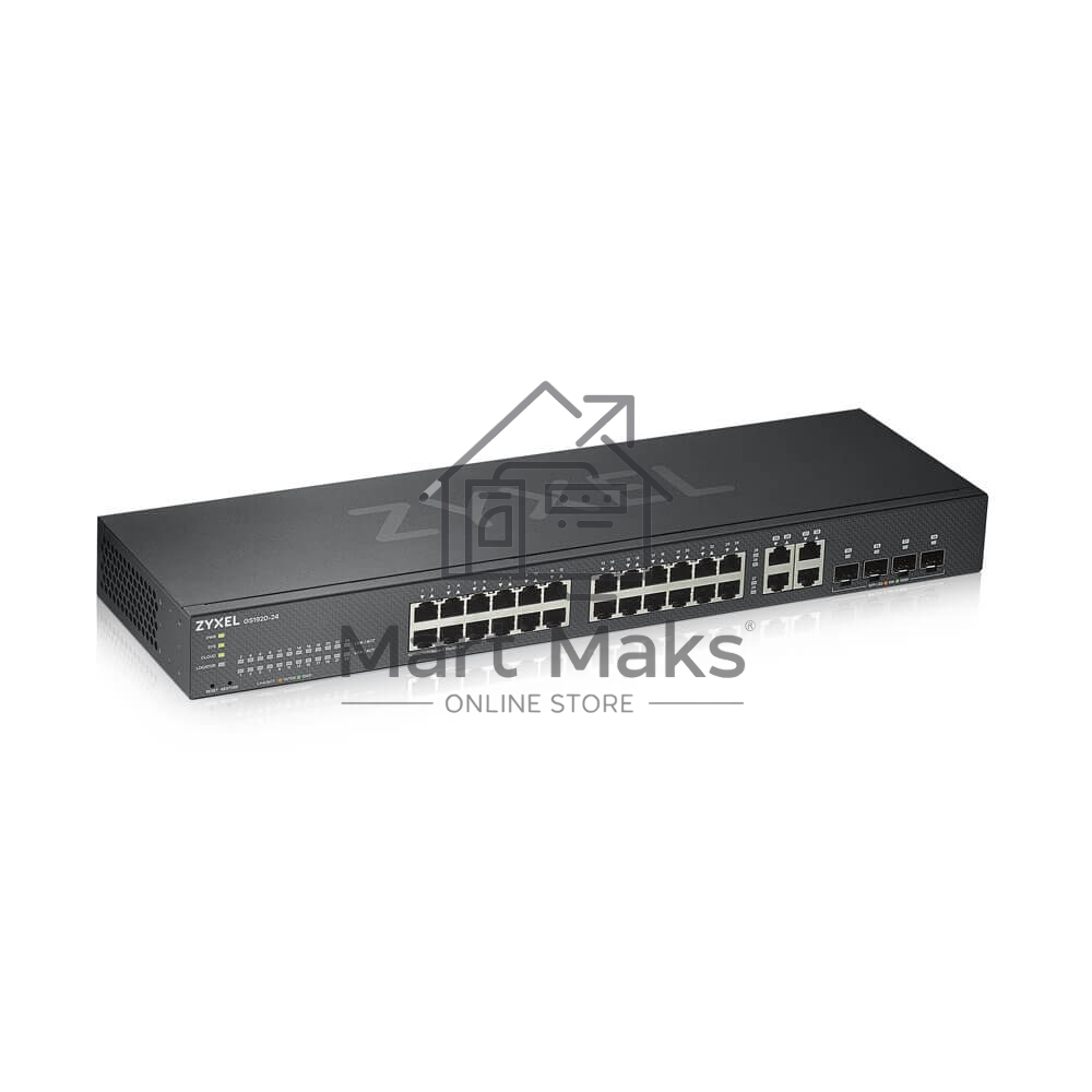 Коммутатор ZYXEL GS1920-24v2 Hybrid Smart switch Zyxel Nebula Flex, 24xGE, 4xCombo (SFP/RJ-45), silent (fanless), Standalone / cloud management