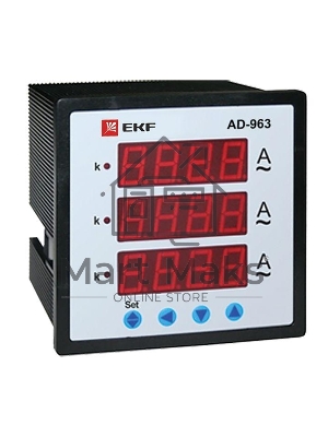 Амперметр цифровой AD-963 на панель 96х96 трехфазный EKF ad-963