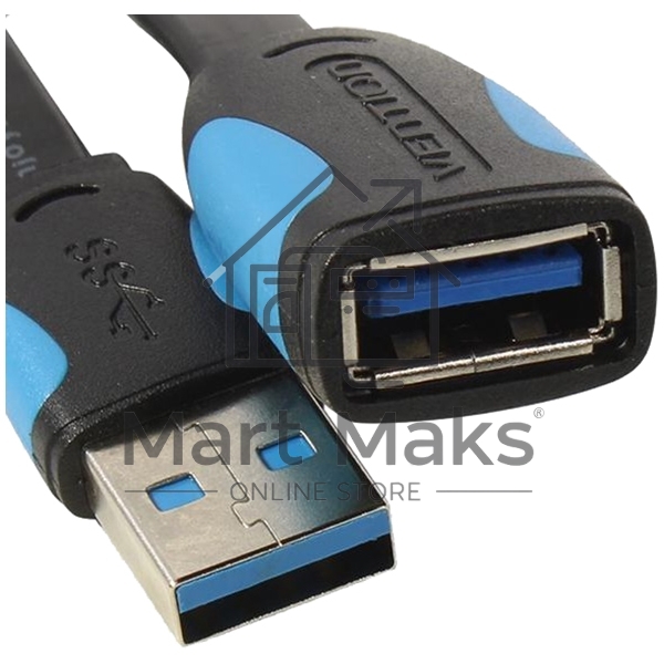 Кабель-удлинитель Vention USB 3.0 AM/AF - 2 м плоский VAS-A13-B200