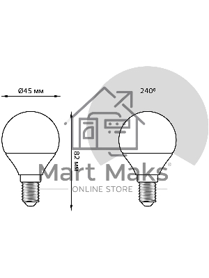 Лампа светодиодная Gauss 6.5Вт цок.: E14 шар 220B 4100K св. свеч. бел.нейт. (упак.: 10 шт)