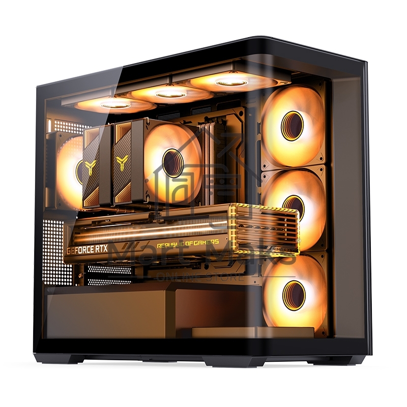 Корпус без блока питания Корпус JONSBO D300 Black MATX без БП, боковая панель из закаленного стекла, mini-ITX, micro-ATX, черный
