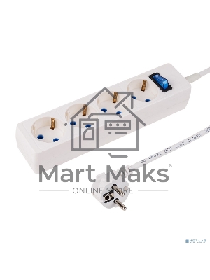 Сетевой фильтр PROconnect STANDARD 4 гнезда, 5 м, 3х0.75 мм², с/з, белый