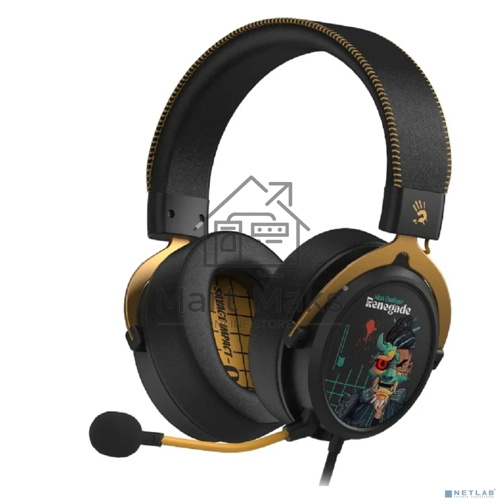 Наушники с микрофоном A4Tech Bloody M595 Renegade черный/рисунок 2.3м мониторные USB оголовье (M595)