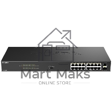 Коммутатор D-Link DGS-1018P/B1A, 16×1 Гбит/с + 2×1 Гбит/с SFP, неуправляемый