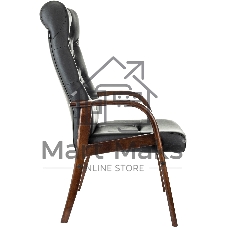 Кресло офисное Бюрократ T-9928WALNUT-CF черный, кожа, на ножках, дерево