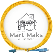 Патч-корд оптический Cabeus Tight Buffer, Simplex SC/LC, OS2 9/125, LSZH, 3м, Ø 3мм, синий хвостовик, желтый