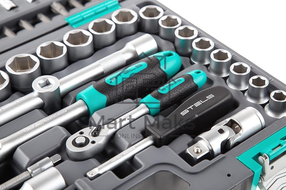 Набор инструментов STELS 141061/2'' 1/4'' CrV пластиковый кейс  94 предм.