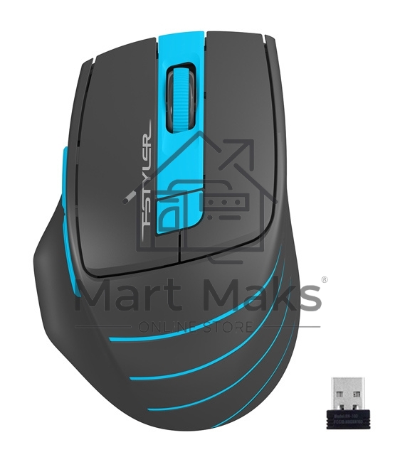 Мышь беспроводная A4Tech Fstyler FG30 серый/синий, 2000 dpi, радиоканал, USB, кнопки - 5